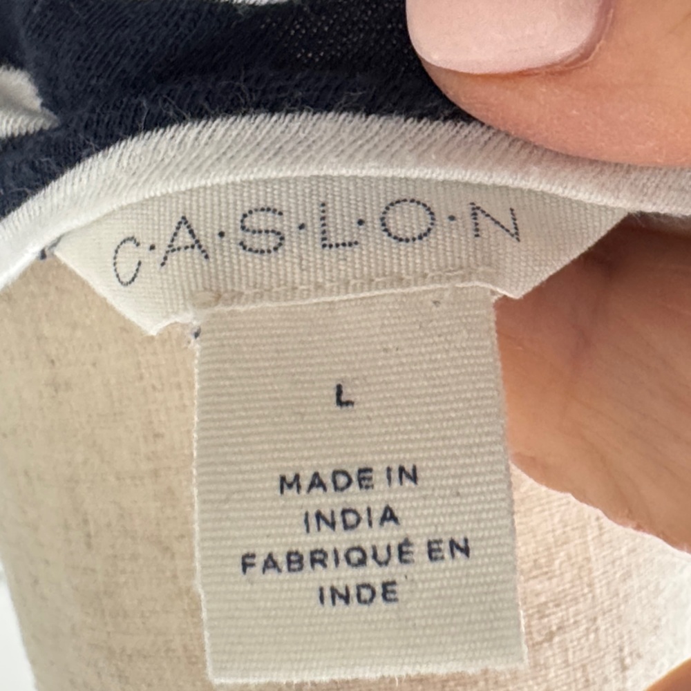 Caslon Navy and White Striped Short Flutter Sleeve Top - Picture 5 of 6